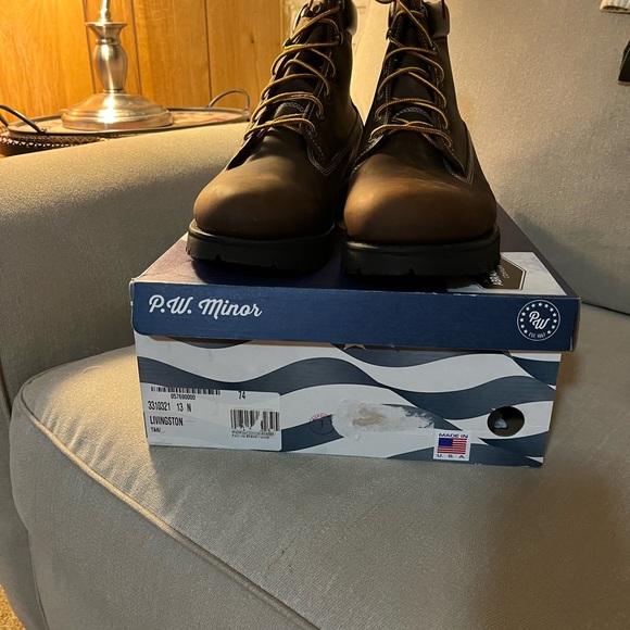 P.W. Minor tan leather “Livingston” boots, Men’s size 13 N, New with box - Picture 6 of 7